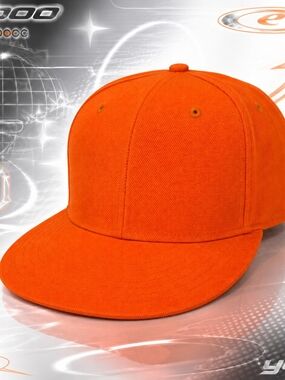 KB Ethos Blaze Orange Fitted Flat Bill Hat Size 7 1/2 XL Blank Cap